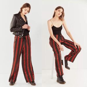UO Urban Outfitters Light Before Dark S Striped Satin Wide Leg Puddle Pant